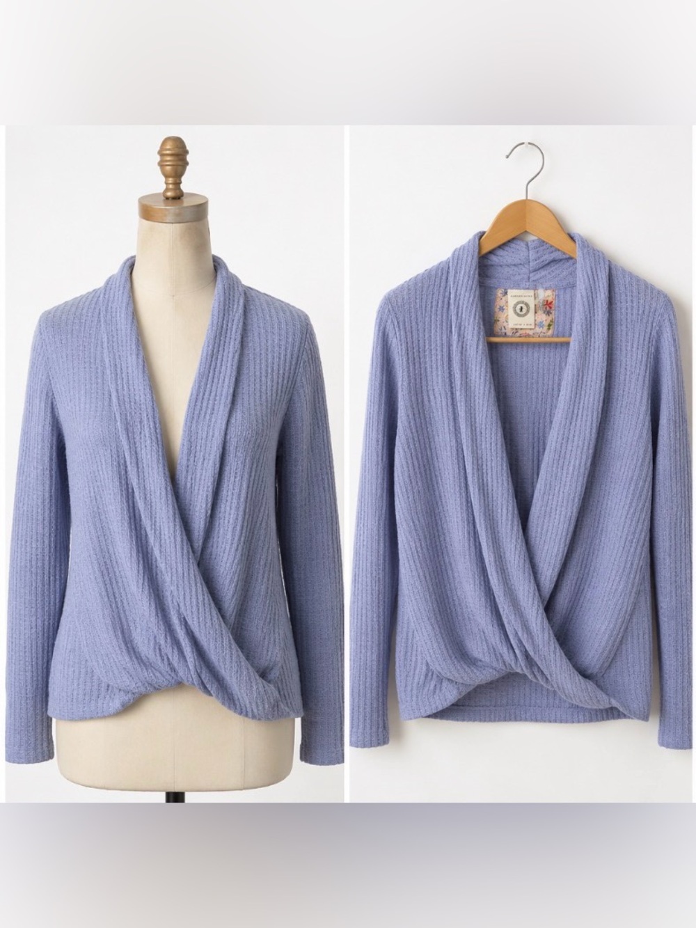 Anthropologie Akemi + Kin Lavender Waffle Knit Twist Front Top M